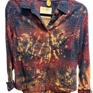 Girl Krazy Multicolor Plaid Reverse Dyed Shirt - Halloween Appliqué